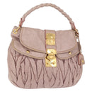 Miu Miu Matelasse Shoulder Bag Leather Pink Gold Auth 192030A-1