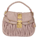 Miu Miu Matelasse Shoulder Bag Leather Pink Gold Auth 192030A-2