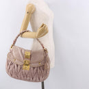 Miu Miu Matelasse Shoulder Bag Leather Pink Gold Auth 192030A-27
