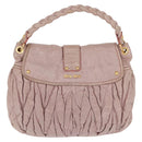 Miu Miu Matelasse Shoulder Bag Leather Pink Gold Auth 192030A-3