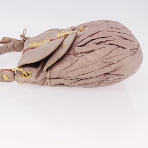 Miu Miu Matelasse Shoulder Bag Leather Pink Gold Auth 192030A