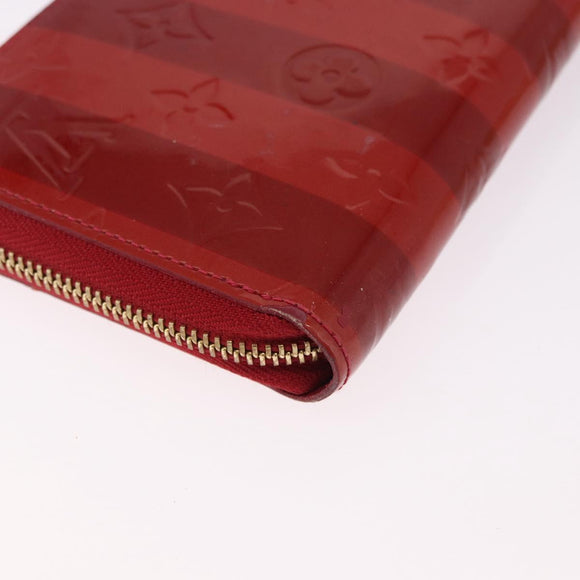 LOUIS VUITTON Vernis Rayure Zippy Long Wallet Pomme D'amour M91718 Auth 192031
