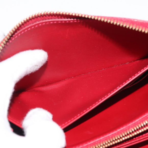 LOUIS VUITTON Vernis Rayure Zippy Long Wallet Pomme D'amour M91718 Auth 192031
