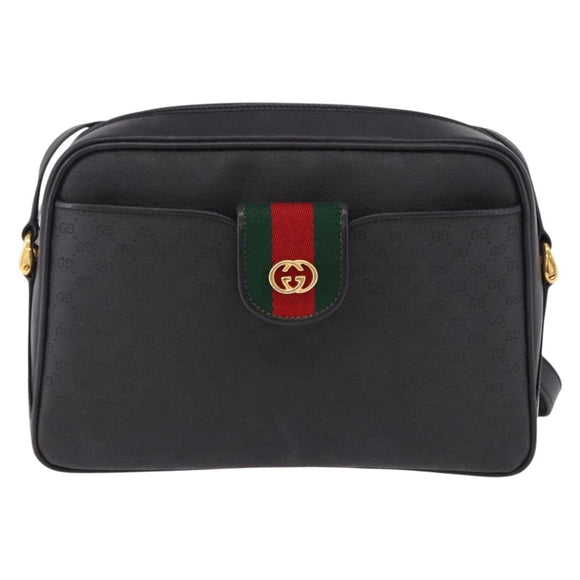 GUCCI Micro GG Supreme Web Sherry Line Bag PVC Black 001 098 4073 Auth 192034