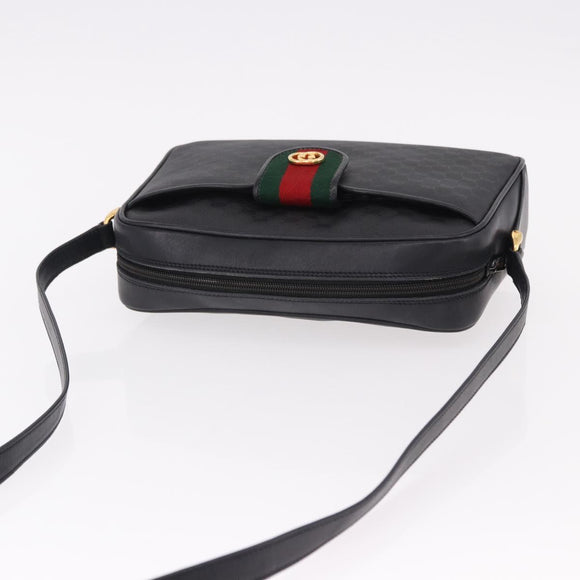 GUCCI Micro GG Supreme Web Sherry Line Bag PVC Black 001 098 4073 Auth 192034