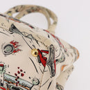 PRADA Canapa M Hand Bag Canvas Ivory Gold Auth 192036A-14
