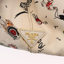 PRADA Canapa M Hand Bag Canvas Ivory Gold Auth 192036A-17