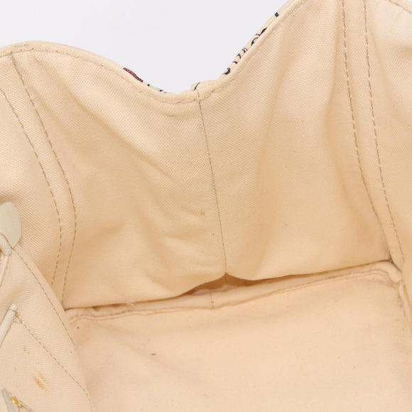 PRADA Canapa M Hand Bag Canvas Ivory Gold Auth 192036A