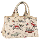PRADA Canapa M Hand Bag Canvas Ivory Gold Auth 192036A-1
