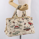 PRADA Canapa M Hand Bag Canvas Ivory Gold Auth 192036A-24