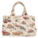 PRADA Canapa M Hand Bag Canvas Ivory Gold Auth 192036A-2