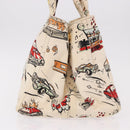 PRADA Canapa M Hand Bag Canvas Ivory Gold Auth 192036A-3