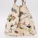 PRADA Canapa M Hand Bag Canvas Ivory Gold Auth 192036A-4