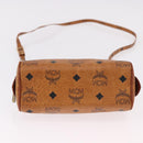 MCM Logogram Vicetos Mini Boston Bag PVC Leather 2way Brown Gold Auth 192038-11