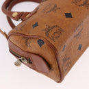 MCM Logogram Vicetos Mini Boston Bag PVC Leather 2way Brown Gold Auth 192038-12