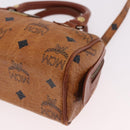 MCM Logogram Vicetos Mini Boston Bag PVC Leather 2way Brown Gold Auth 192038-13