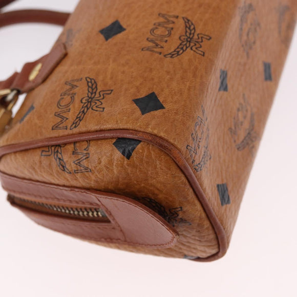 MCM Logogram Vicetos Mini Boston Bag PVC Leather 2way Brown Gold Auth 192038