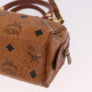 MCM Logogram Vicetos Mini Boston Bag PVC Leather 2way Brown Gold Auth 192038-15