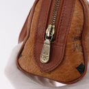MCM Logogram Vicetos Mini Boston Bag PVC Leather 2way Brown Gold Auth 192038-16