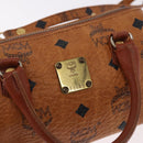 MCM Logogram Vicetos Mini Boston Bag PVC Leather 2way Brown Gold Auth 192038-17