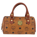 MCM Logogram Vicetos Mini Boston Bag PVC Leather 2way Brown Gold Auth 192038-2
