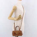 MCM Logogram Vicetos Mini Boston Bag PVC Leather 2way Brown Gold Auth 192038-22