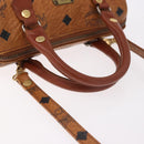 MCM Logogram Vicetos Mini Boston Bag PVC Leather 2way Brown Gold Auth 192038-7