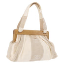 CHANEL Hand Bag Canvas Beige Gold CC Auth 192039V-1