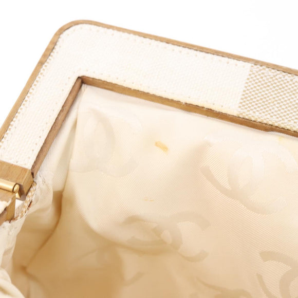 CHANEL Hand Bag Canvas Beige Gold CC Auth 192039V