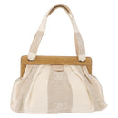 CHANEL Hand Bag Canvas Beige Gold CC Auth 192039V-2