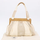 CHANEL Hand Bag Canvas Beige Gold CC Auth 192039V-23
