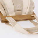 CHANEL Hand Bag Canvas Beige Gold CC Auth 192039V-6