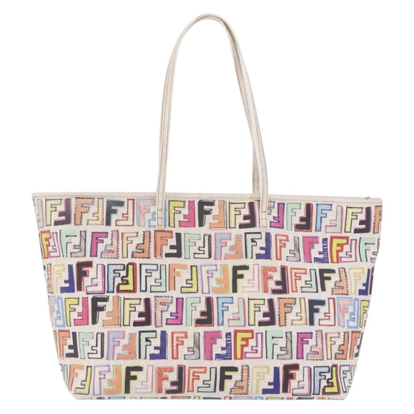 FENDI Zucca Canvas Tote Bag PVC Multicolor Gold Auth 192040A