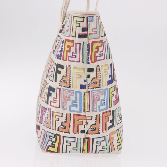 FENDI Zucca Canvas Tote Bag PVC Multicolor Gold Auth 192040A