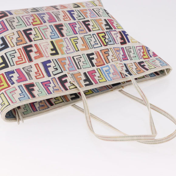 FENDI Zucca Canvas Tote Bag PVC Multicolor Gold Auth 192040A