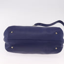 Salvatore Ferragamo Gancini Hand Bag Leather 2way Blue Silver Auth 192042A-5
