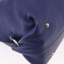 Salvatore Ferragamo Gancini Hand Bag Leather 2way Blue Silver Auth 192042A-17
