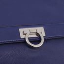 Salvatore Ferragamo Gancini Hand Bag Leather 2way Blue Silver Auth 192042A-19