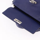 Salvatore Ferragamo Gancini Hand Bag Leather 2way Blue Silver Auth 192042A-20