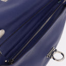 Salvatore Ferragamo Gancini Hand Bag Leather 2way Blue Silver Auth 192042A-10