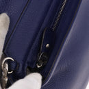 Salvatore Ferragamo Gancini Hand Bag Leather 2way Blue Silver Auth 192042A-21