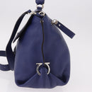 Salvatore Ferragamo Gancini Hand Bag Leather 2way Blue Silver Auth 192042A-3
