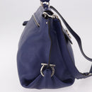 Salvatore Ferragamo Gancini Hand Bag Leather 2way Blue Silver Auth 192042A-4