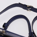 Salvatore Ferragamo Gancini Hand Bag Leather 2way Blue Silver Auth 192042A-14