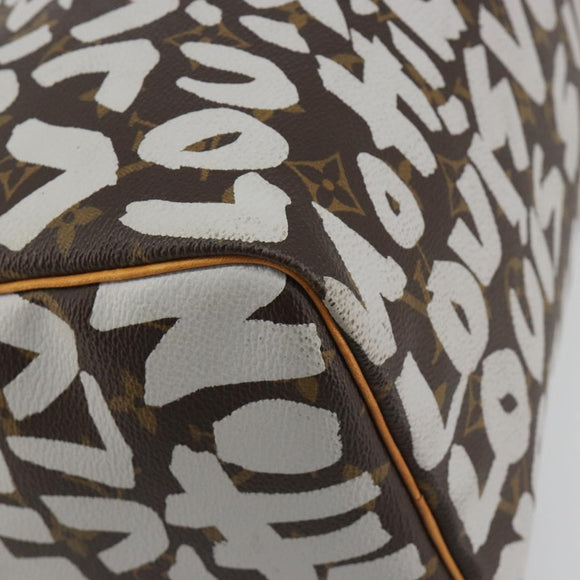 LOUIS VUITTON Monogram Graffiti Speedy 30 Bag White M92195 LV Auth 192043SAV
