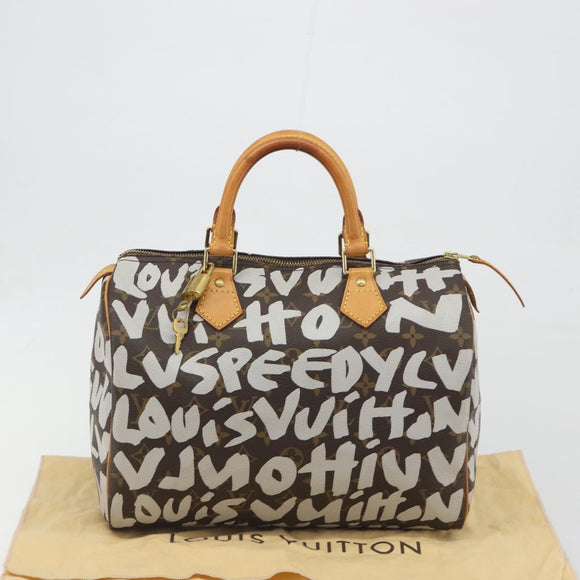 LOUIS VUITTON Monogram Graffiti Speedy 30 Bag White M92195 LV Auth 192043SAV