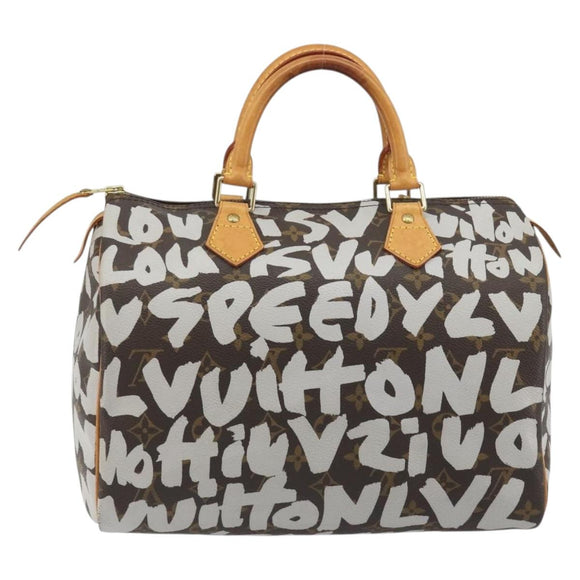 LOUIS VUITTON Monogram Graffiti Speedy 30 Bag White M92195 LV Auth 192043SAV