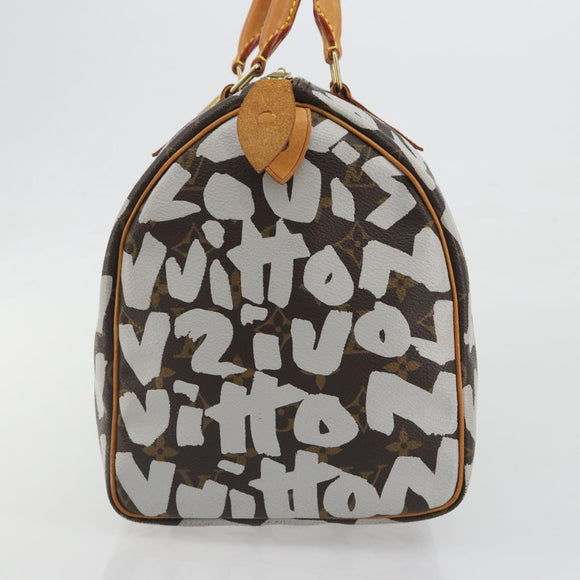 LOUIS VUITTON Monogram Graffiti Speedy 30 Bag White M92195 LV Auth 192043SAV