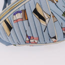 Miu Miu Matelasse Body Bag Canvas Light Blue Gold Auth 192044V-15