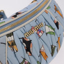 Miu Miu Matelasse Body Bag Canvas Light Blue Gold Auth 192044V-19